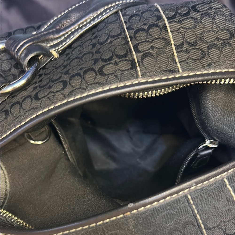 Coach Black and White Signature Shoulder Bag - Picture 8 of 10